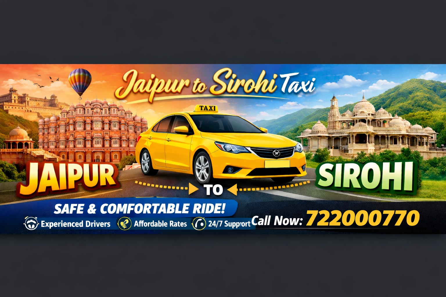 Book Jaipur to Sirohi Taxi Online | 24/7 Best Cab Service